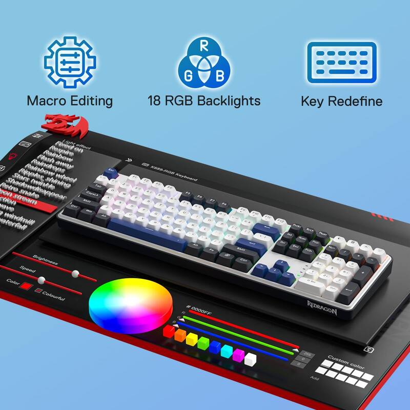 Teclado para jogos Redragon K689 Wired Gasket RGB 104 teclas